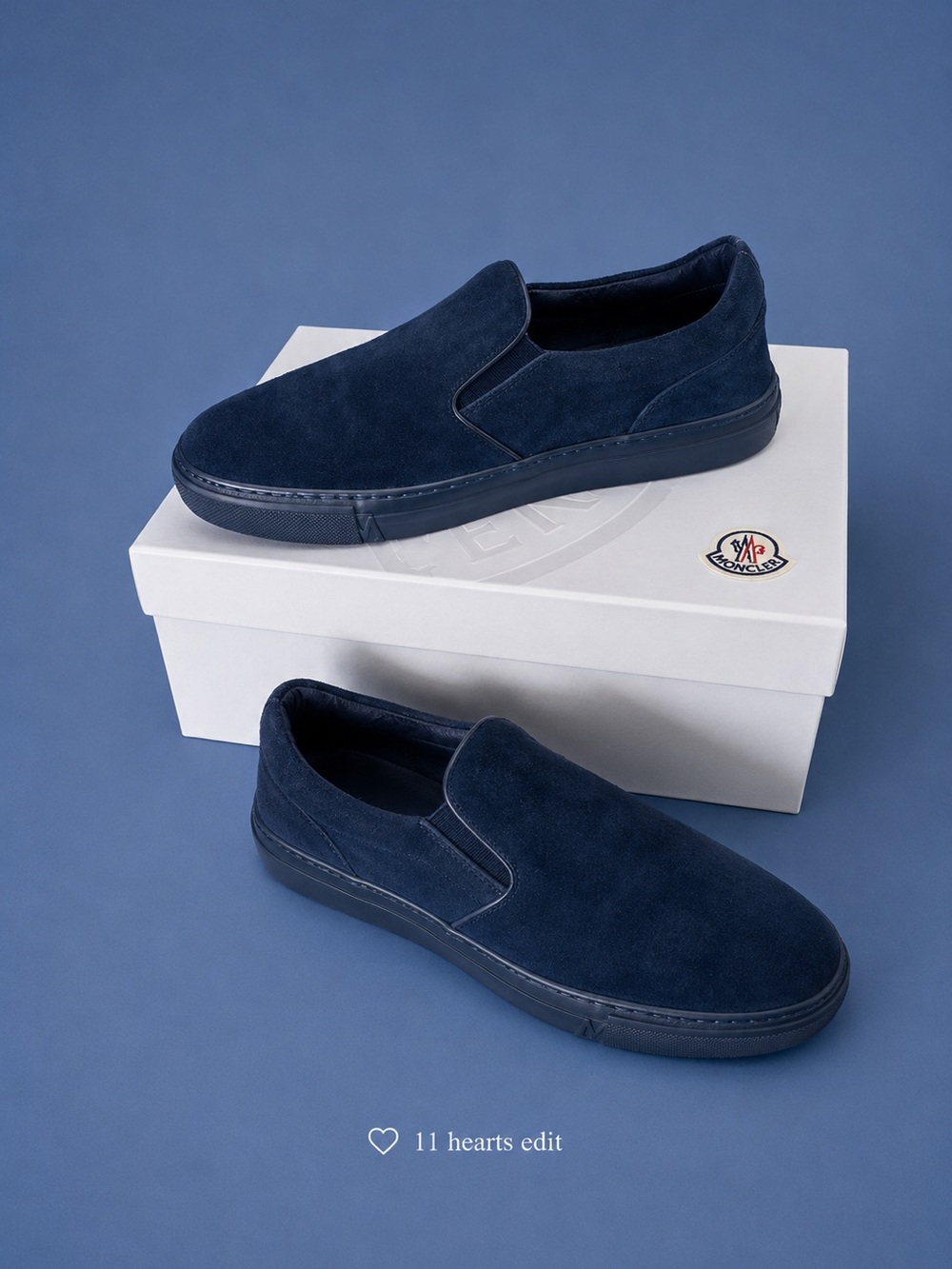 Moncler Meredith navy blue suede slip on sneakers size 37EU/7US